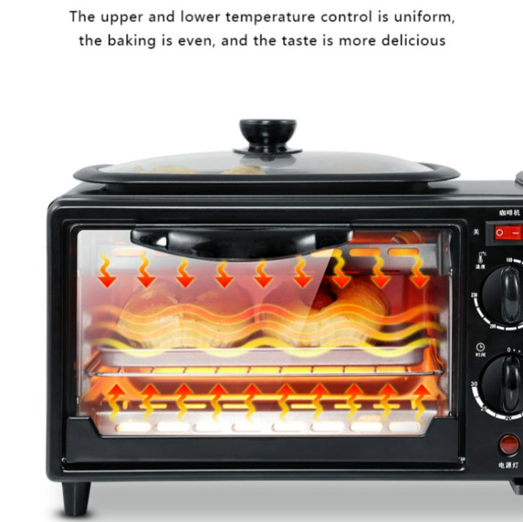 3合1電動早餐機 多功能咖啡機+煎鍋+迷你烤箱 家用麵包披薩電烤箱