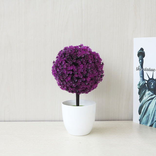 桌面仿真植物迷你草球盆景裝飾 塑料花櫻花雪球人造花