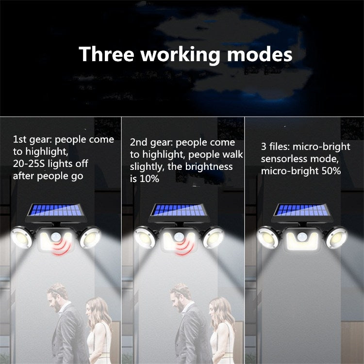 16W太陽能三頭壁燈戶外防水人體感應庭院牆燈