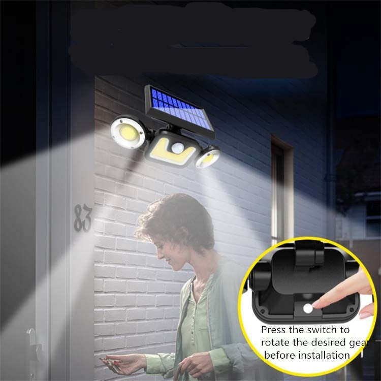 16W太陽能三頭壁燈戶外防水人體感應庭院牆燈