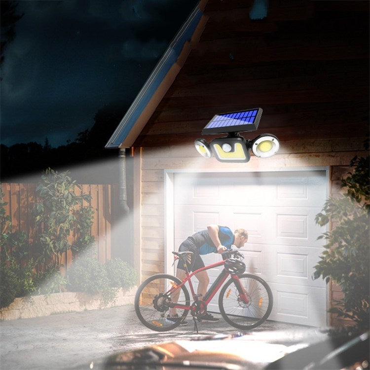 16W太陽能三頭壁燈戶外防水人體感應庭院牆燈