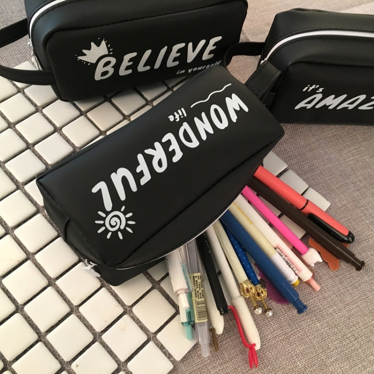 大號黑色英文創意硅膠筆盒筆袋學校文具用品