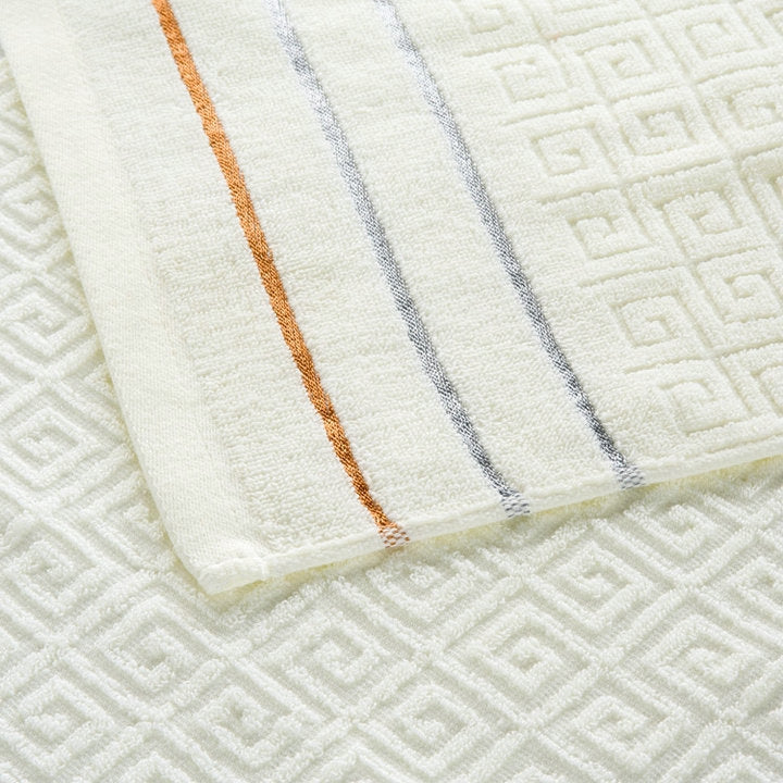 格子全棉毛巾浴巾三件套