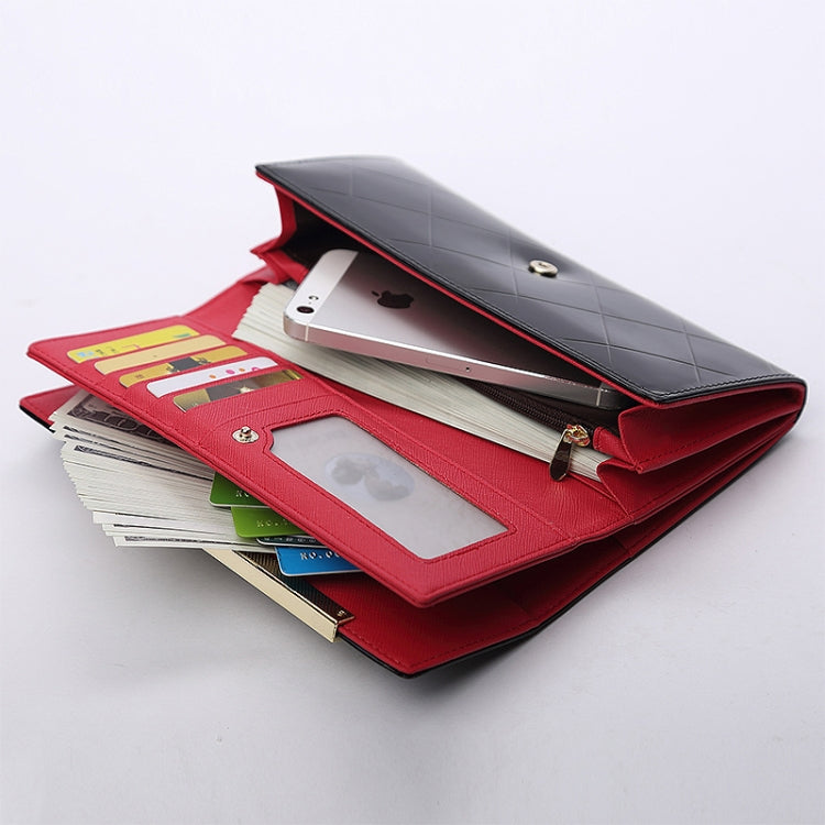 牛皮皮革錢包奢華設計女士派對手拿包漆皮錢包長款卡包