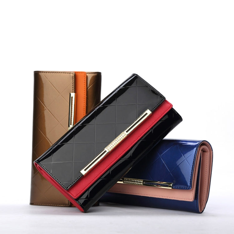 牛皮皮革錢包奢華設計女士派對手拿包漆皮錢包長款卡包