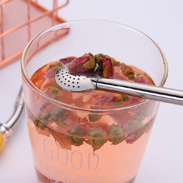 不銹鋼吸管勺子 可拆洗過濾防滑花茶餐具