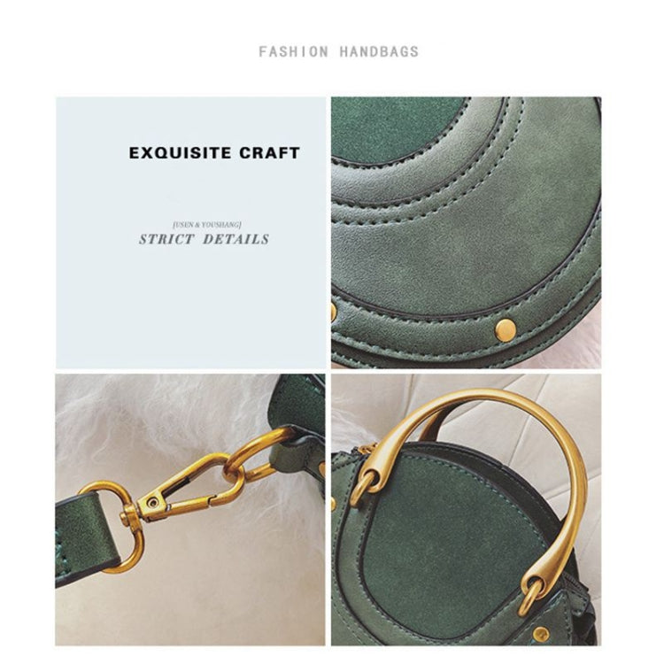 圓形磨砂PU皮女士包復古手提包單肩迷你包