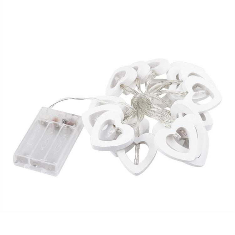 1.2m 10燈 木質桃心聖誕節派對戶外室內愛心裝飾燈串