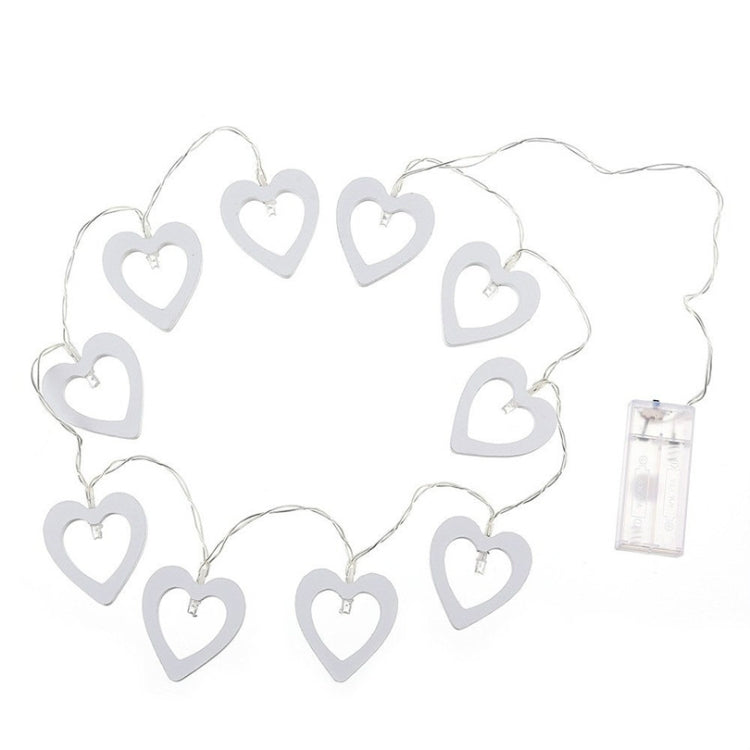 1.2m 10燈 木質桃心聖誕節派對戶外室內愛心裝飾燈串