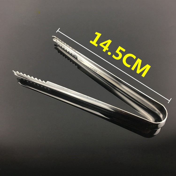 Stainless Steel Light Body Small Sugar Clip Cube Sugar Clip Thickened Ice Clip, Specification:9 Inches Black Handle