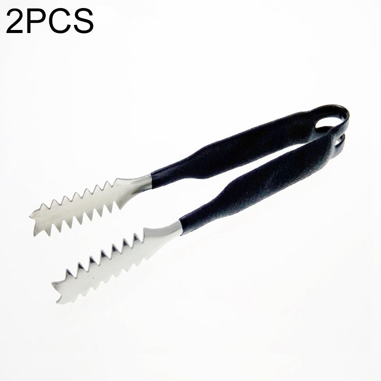 Stainless Steel Light Body Small Sugar Clip Cube Sugar Clip Thickened Ice Clip, Specification:9 Inches Black Handle