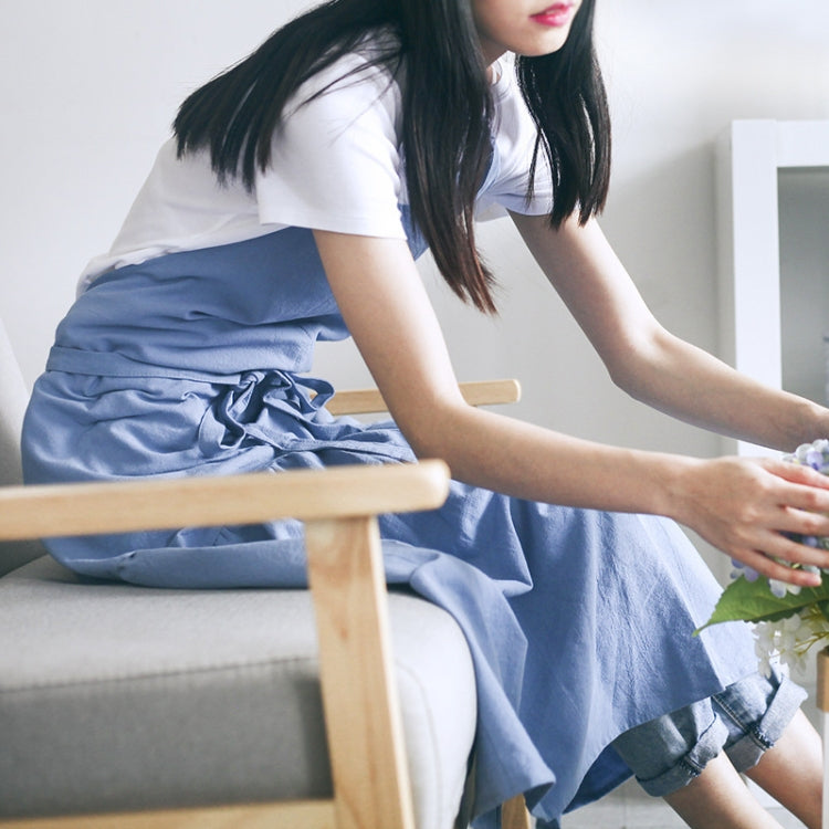 棉麻魚尾加長修身仙女圍裙花店美甲店工作服