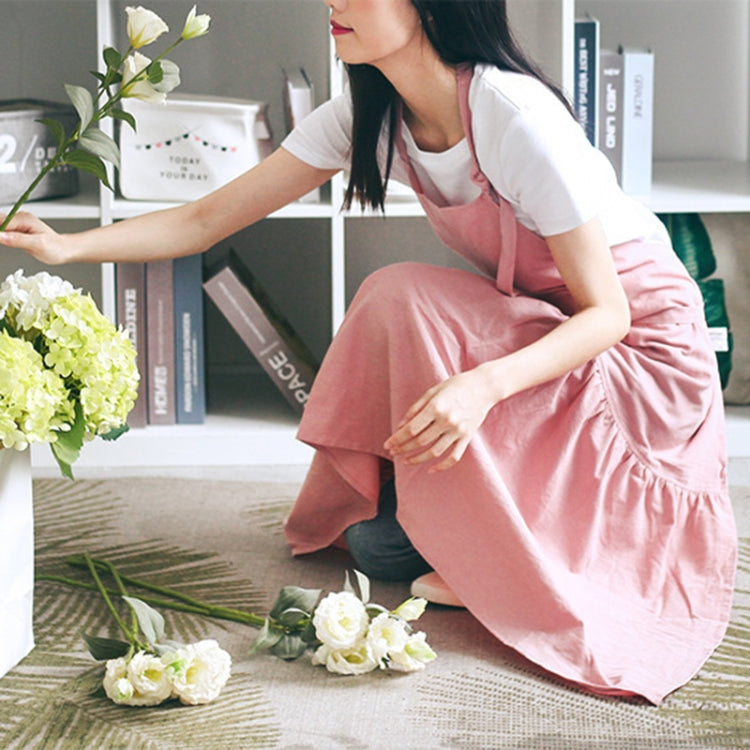 棉麻魚尾加長修身仙女圍裙花店美甲店工作服