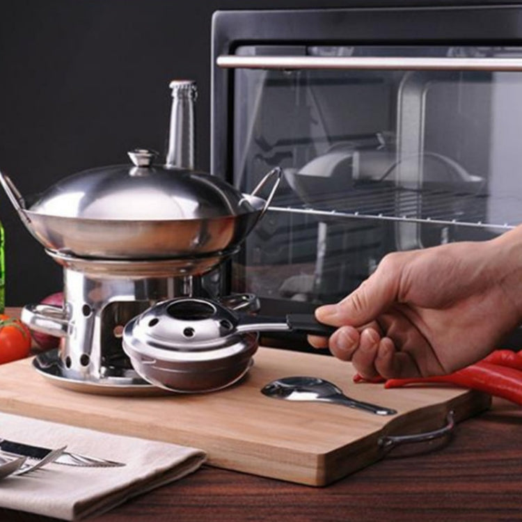 戶外迷你不銹鋼手柄酒精爐露營燃料小火鍋防風酒精爐