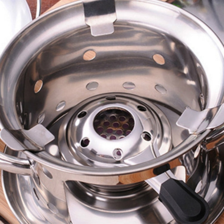 戶外迷你不銹鋼手柄酒精爐露營燃料小火鍋防風酒精爐