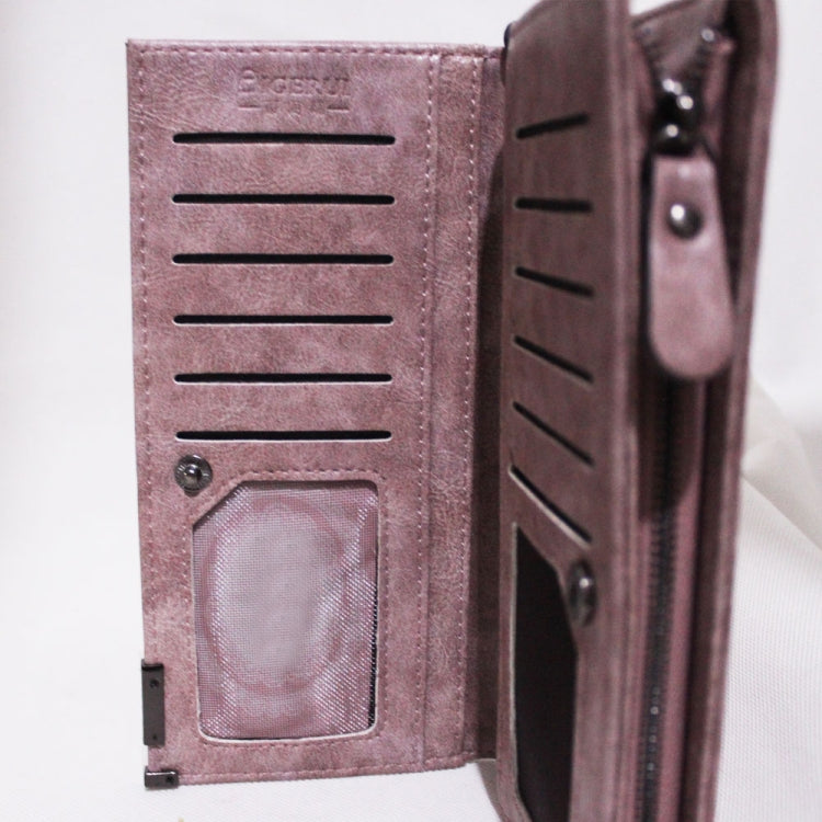 時尚拉鏈長款啞光復古PU皮革錢包手拿包零錢包女士