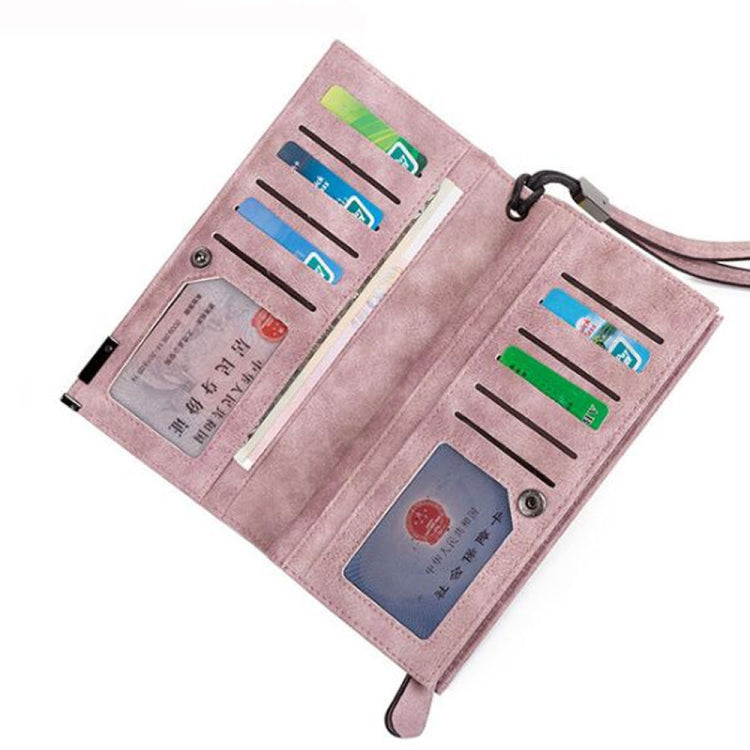 時尚拉鏈長款啞光復古PU皮革錢包手拿包零錢包女士