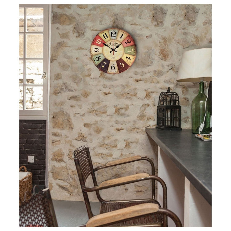 復古木質密度板掛鐘表靜音石英鐘客廳壁鍾