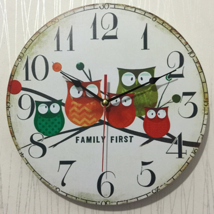 復古木質密度板掛鐘表靜音石英鐘客廳壁鍾