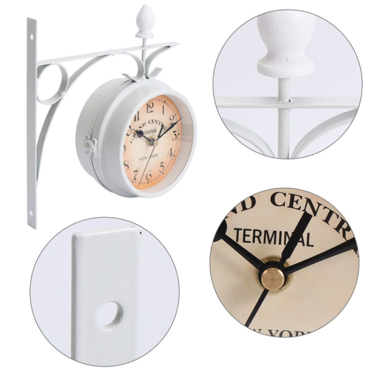 鐵藝鐘錶復古裝飾雙面掛鐘