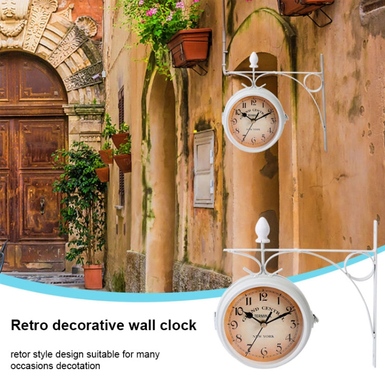 鐵藝鐘錶復古裝飾雙面掛鐘