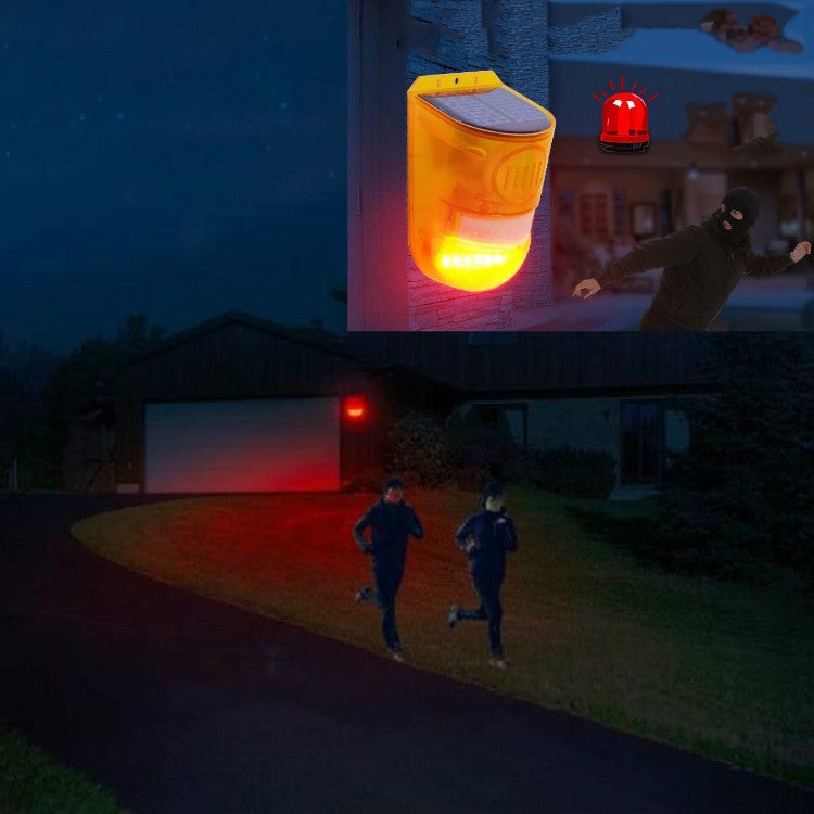 129dB 太陽能報警燈人體感應遙控報警器農場防盜驅動物聲光警報燈