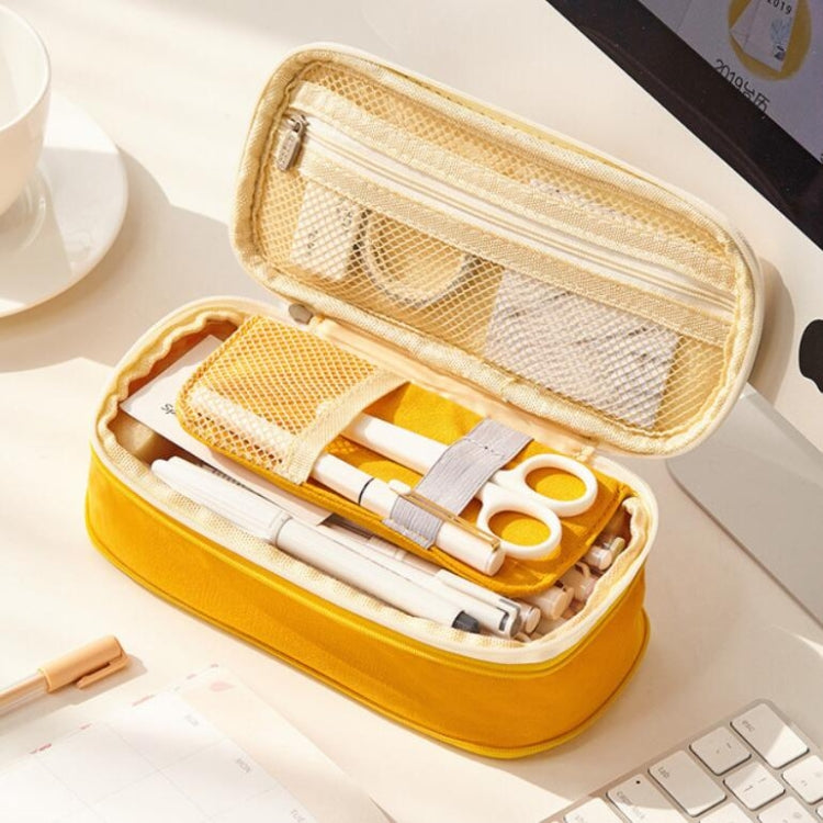 簡約小學生初高中生文具袋鉛筆盒 伸縮網格大容量筆袋