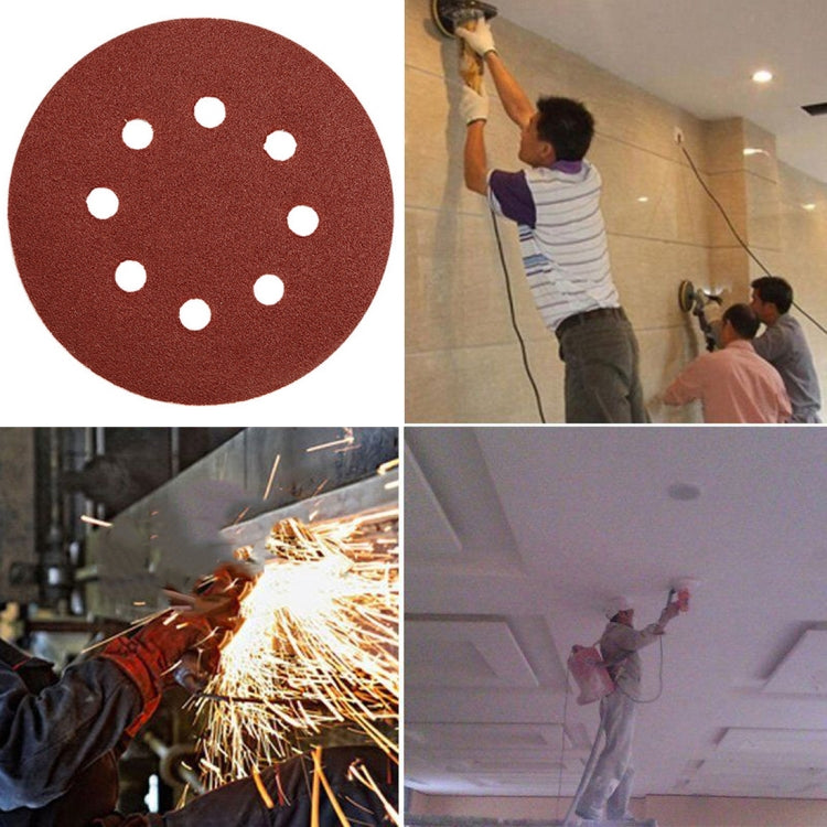 100片賣 125MM植絨砂紙片5寸8孔圓盤砂紙自粘砂紙