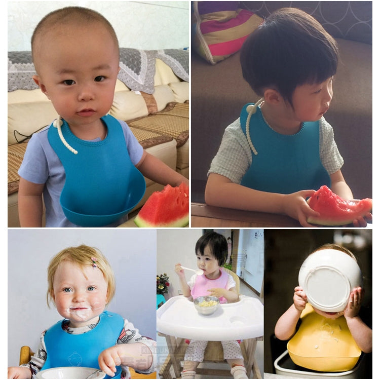 嬰幼兒防水硅膠圍兜嬰兒餵養午餐捲簾圍裙