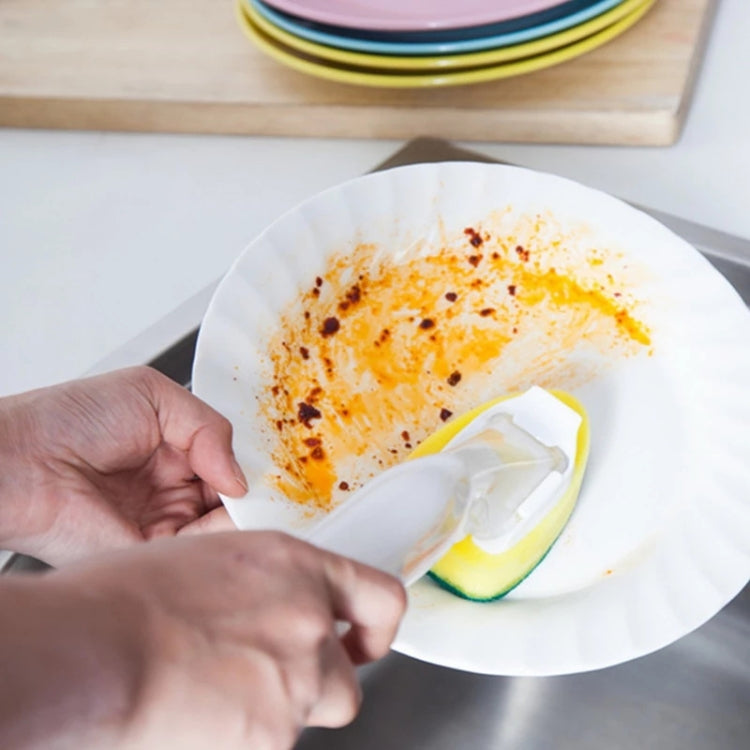 廚房塑料長柄清潔刷可自動加液刷鍋洗碗刷可拆卸替換海綿去污刷子