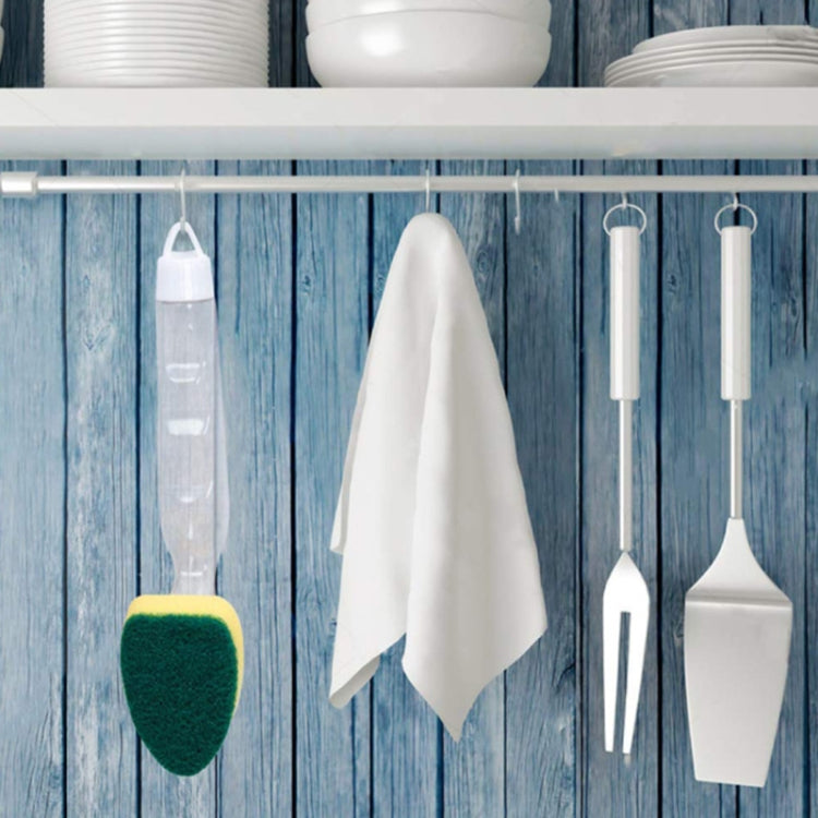 廚房塑料長柄清潔刷可自動加液刷鍋洗碗刷可拆卸替換海綿去污刷子