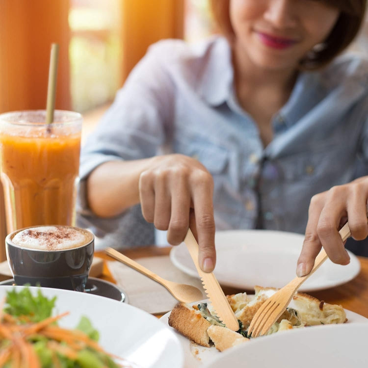 旅行創意竹制刀叉勺套裝 帶布袋