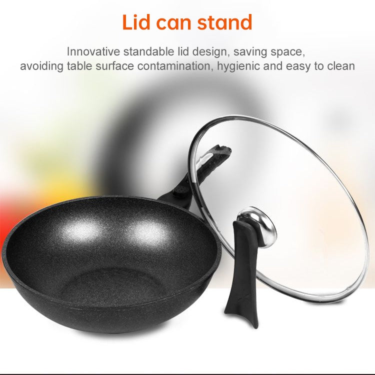 麥飯石不粘鍋無油煙平底炒鍋 適用於煤氣灶電磁爐