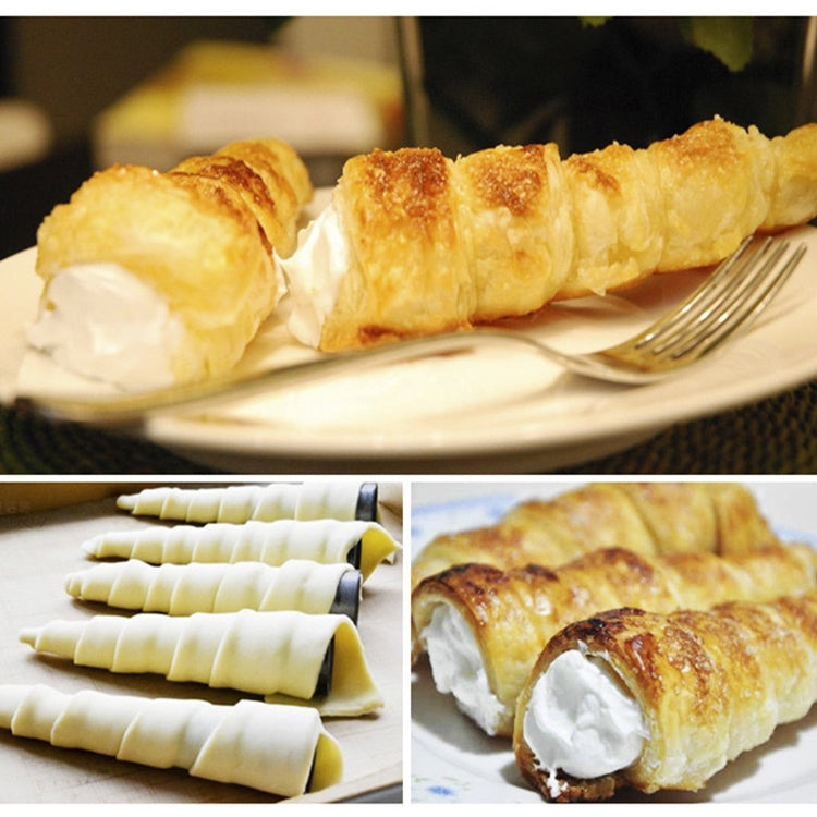 5件一賣 錐形模具 不銹鋼螺旋裱花羊角麵包糕點奶油蛋糕模