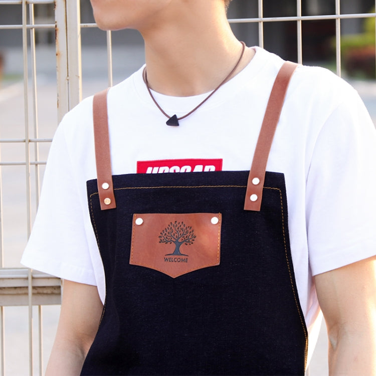 牛仔森林圖案圍裙畫畫美髮工作服