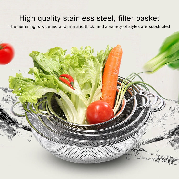 Stainless Steel Round Wash Basket Binaural Wash Rice Basket Drain Basin