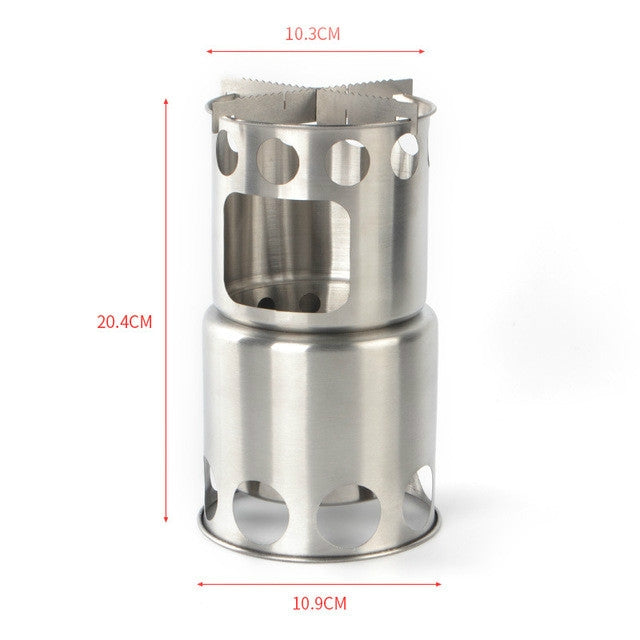 戶外不銹鋼防風柴火爐便攜野營烤火爐套裝