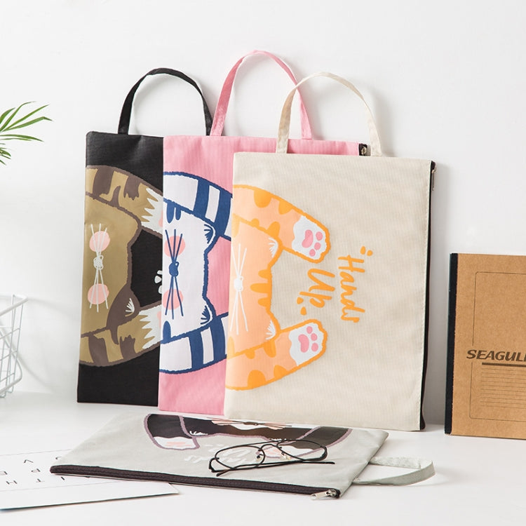 可愛小清新卡通貓A4文件袋學校辦公用品帆布收納袋