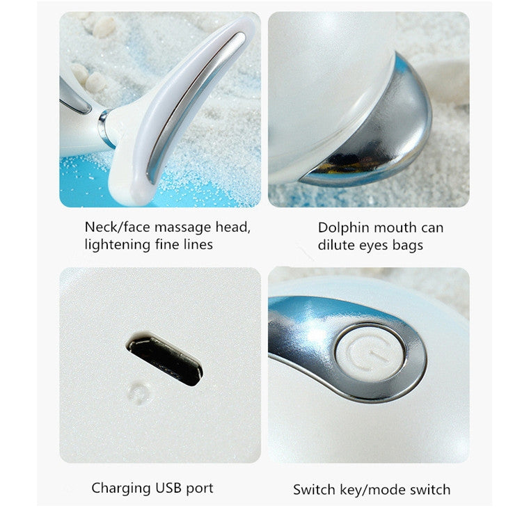 電動海豚頸部按摩器 除皺手持震動頸部臉部按摩美容儀工具