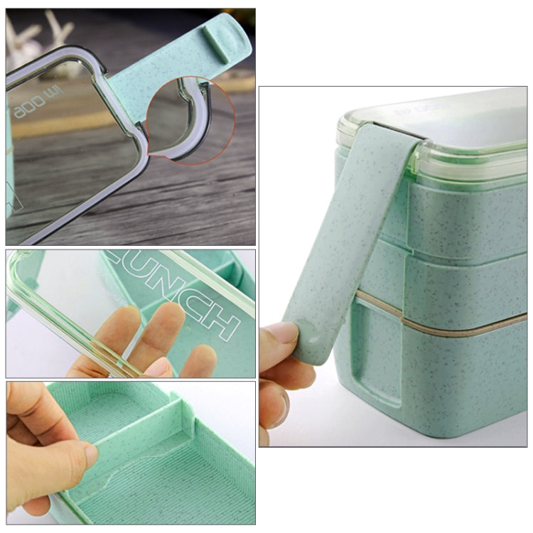 900ml 3層便當盒午餐盒食品容器小麥秸稈材料微波爐餐具午餐盒