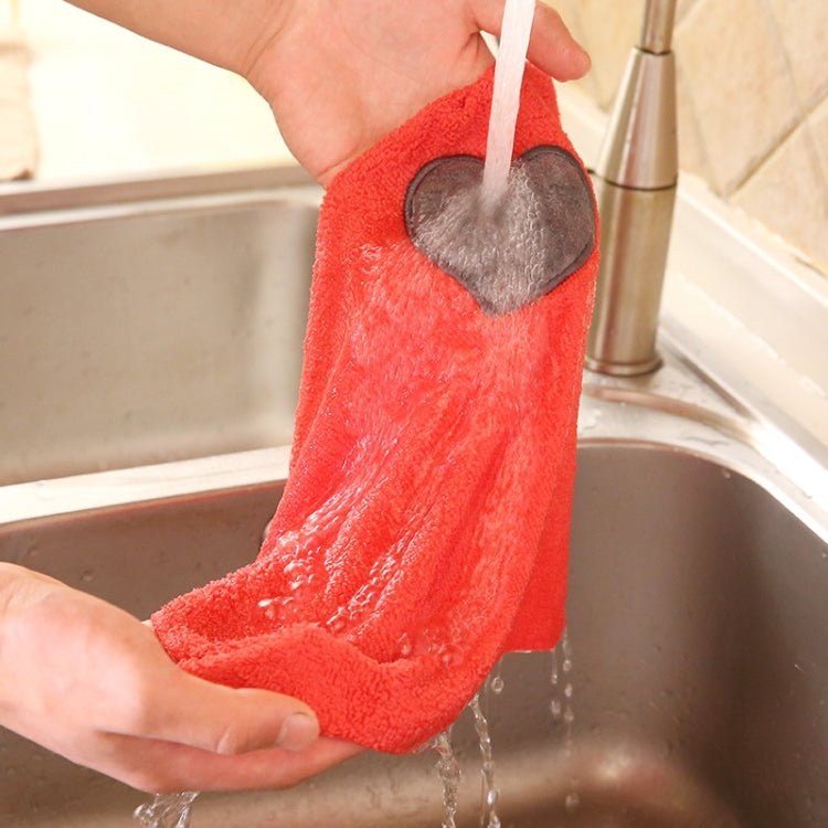 廚房可愛愛心圖案擦毛巾清潔超細纖維擦桌布