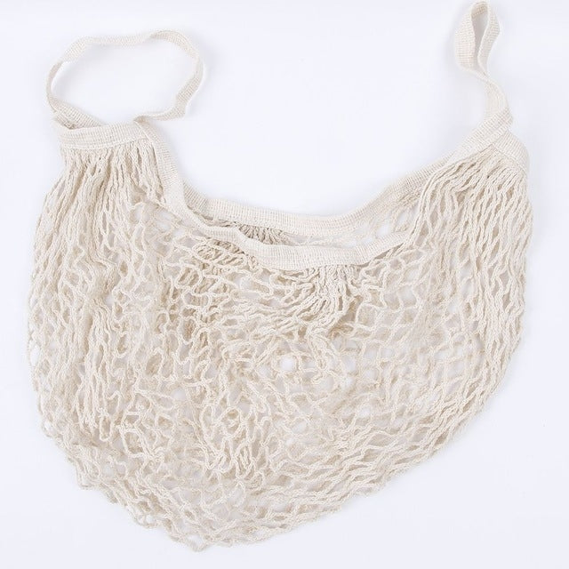 網眼購物袋可重複使用水果收納手提包手提包女士購物網眼網眼編織袋商店雜貨手提包