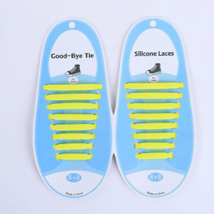 16件/套 跑步無系帶鞋帶時尚男女通用運動彈力硅膠鞋帶