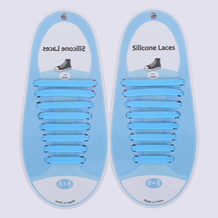 16件/套 跑步無系帶鞋帶時尚男女通用運動彈力硅膠鞋帶