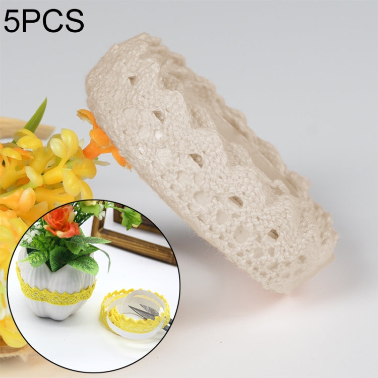 5卷一賣 棉布蕾絲面料白色鈎針編織花邊卷絲帶針織膠帶貼紙工藝裝飾文具用品