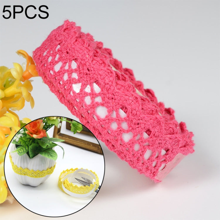 5卷一賣 棉布蕾絲面料白色鈎針編織花邊卷絲帶針織膠帶貼紙工藝裝飾文具用品