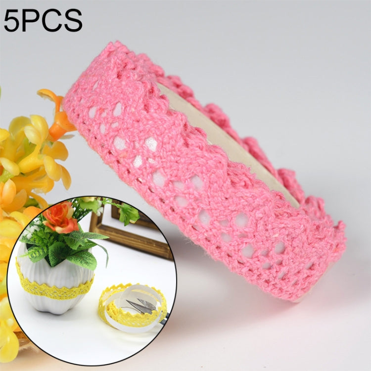 5卷一賣 棉布蕾絲面料白色鈎針編織花邊卷絲帶針織膠帶貼紙工藝裝飾文具用品