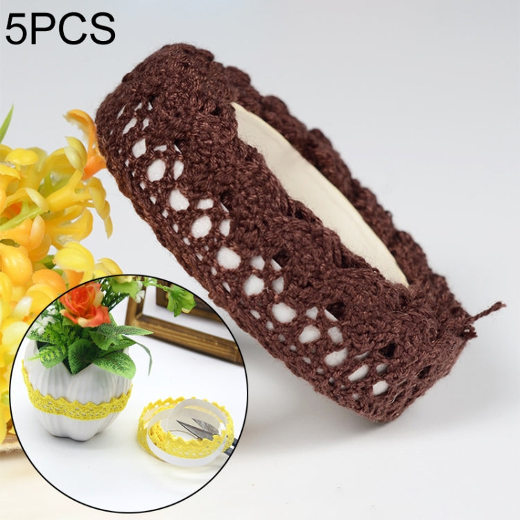 5卷一賣 棉布蕾絲面料白色鈎針編織花邊卷絲帶針織膠帶貼紙工藝裝飾文具用品