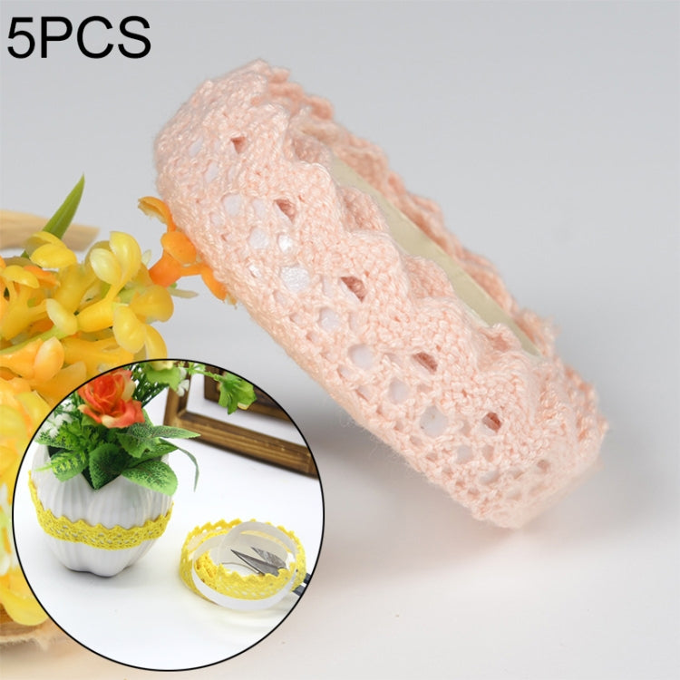 5卷一賣 棉布蕾絲面料白色鈎針編織花邊卷絲帶針織膠帶貼紙工藝裝飾文具用品