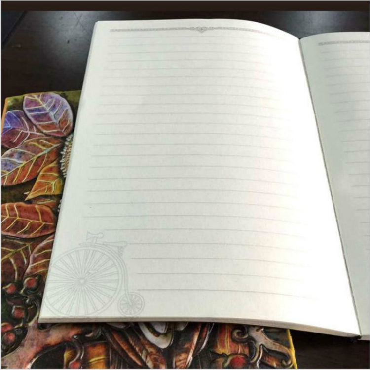 01663 復古厚手工皮革雕刻貓頭鷹寫生簿日記本可愛筆記本